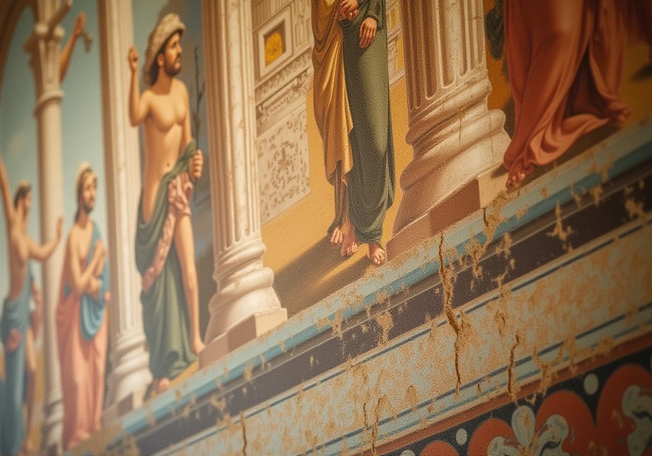 Close up of a Renaissance fresco painting