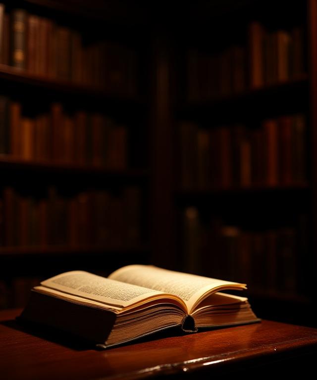 Sophisticated library setting with historical manuscripts